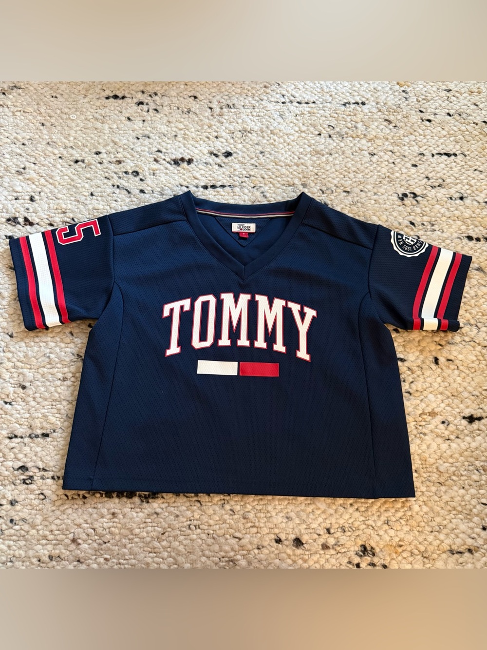 Tommy Jeans Womens Cropped Jersey M Blue Red